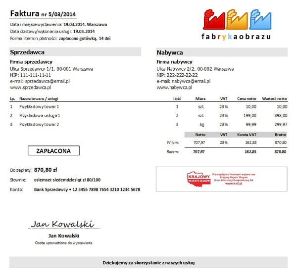 faktury pdf Polpress.pl • program do faktur • faktury